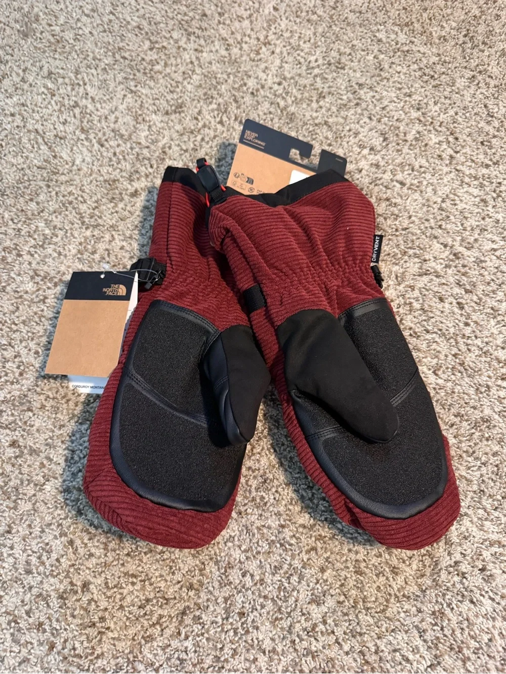 The North Face Burgundy Corduroy Montana Mitt- Men’s L